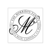 Creëer Uw Eigen Script Monogram Familie Adres Rubberstempel (Afrduk)