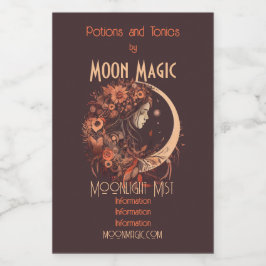 Creëer Uw Eigen Serene Boho Halve Maan Bloemen Wijn Etiket