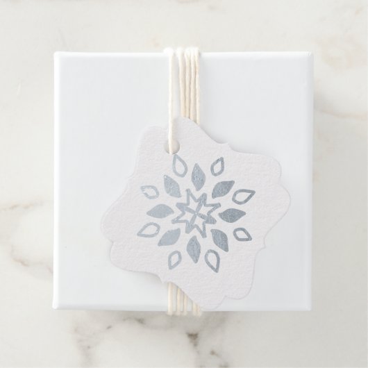 Creëer uw eigen Silver Foil Snowflake Petals Bedankjes Labels (Met doos)