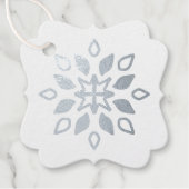 Creëer uw eigen Silver Foil Snowflake Petals Bedankjes Labels (Voorkant)