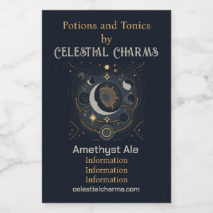 Creëer Uw eigen Silver & Gold Celestial Lunar Wijn Etiket