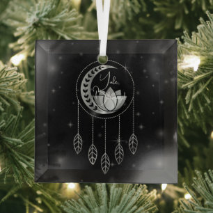 Creëer Uw eigen Silver Lotus Moon Dreamcatcher Glas Ornament