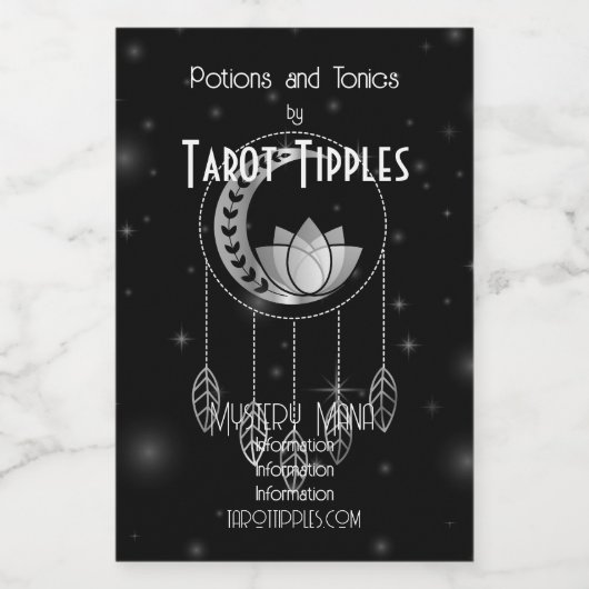 Creëer Uw eigen Silver Lotus Moon Dreamcatcher Wijn Etiket (Enkel label)