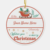 Creëer Uw Eigen Sleigh Naam & Jaar Kerstmis Keramisch Ornament (Voorkant)