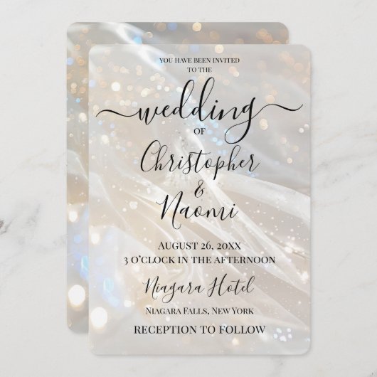 Creëer uw eigen sprankelende ivoren witte bruiloft kaart (Voorkant / Achterkant)