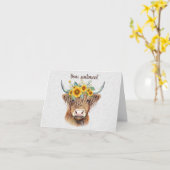 Creëer Uw eigen Spring Highland Bull & Wildflower Kaart (Gele Bloem)