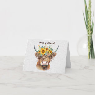 Creëer Uw eigen Spring Highland Bull & Wildflower Kaart