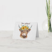 Creëer Uw eigen Spring Highland Bull & Wildflower Kaart (Voorkant)