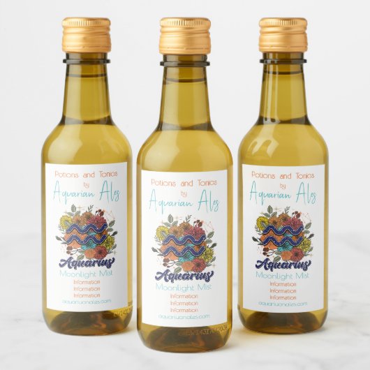 Creëer Uw eigen sterrenbloem Aquarius Wijn Etiket (Flessen)