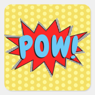 Creëer Uw eigen superheld Onomatopoeias! POW! Vierkante Sticker