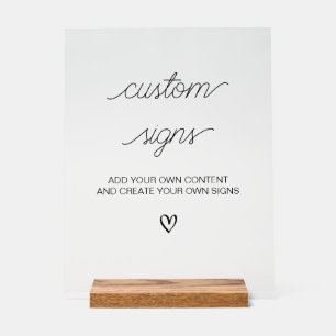 Creëer uw eigen teken minimalistische bruiloft tek acryl bord