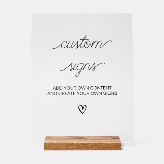 Creëer uw eigen teken minimalistische bruiloft tek acryl bord (Voorkant)