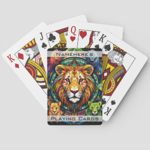 Creëer Uw eigen Tribal African Lion Totem Animal Pokerkaarten