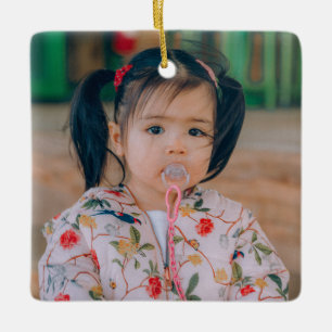 Creëer Uw eigen tweezijdige familiefoto Keramisch Ornament