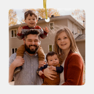 Creëer Uw eigen tweezijdige familiefoto Keramisch Ornament