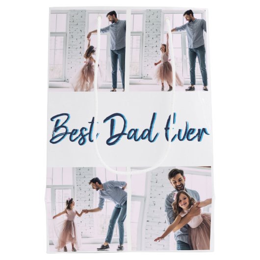 Creëer Uw eigen Vaderdag fotocollage Medium Cadeauzakje (Achterkant)