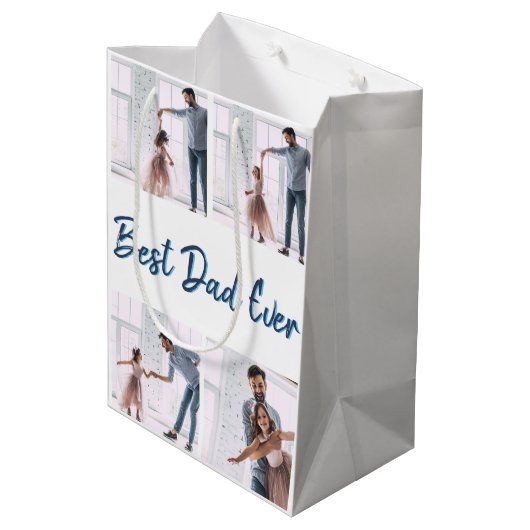 Creëer Uw eigen Vaderdag fotocollage Medium Cadeauzakje (Achterkant Gekanteld)