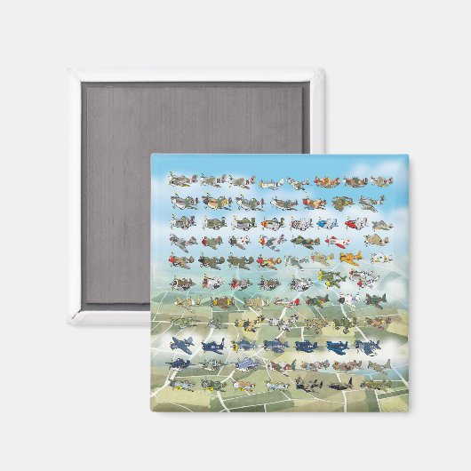 creëer uw eigen vliegtuigcaricatuur magneet (Voorkant / Achterkant)