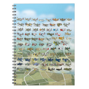 creëer uw eigen vliegtuigcaricatuur notitieboek