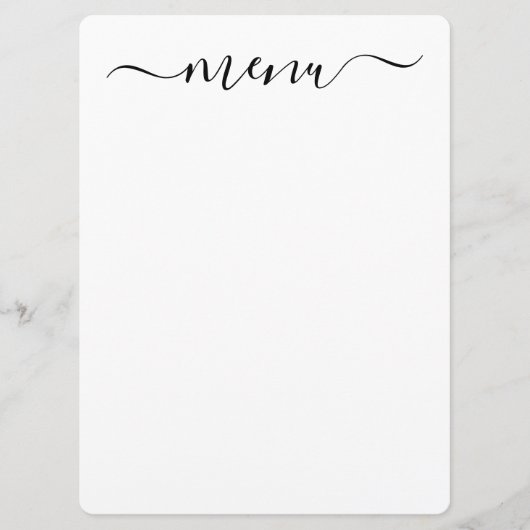 Creëer uw eigen volledig Gepersonaliseerd wit Menu (Voorkant)