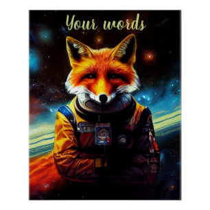 Creëer Uw eigen vos in de ruimte Astronaut Perfect Poster