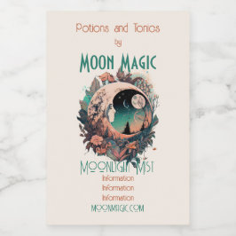 Creëer Uw Eigen Vredige Boho Halve Maan Bloemen Wijn Etiket