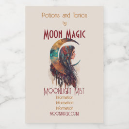 Creëer Uw Eigen Vrije Geest Bloemen Boho Moon Wijn Etiket