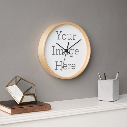 Wandklok, 25,4 cm Rond Natuurlijk Houten Frame (Kantoor)