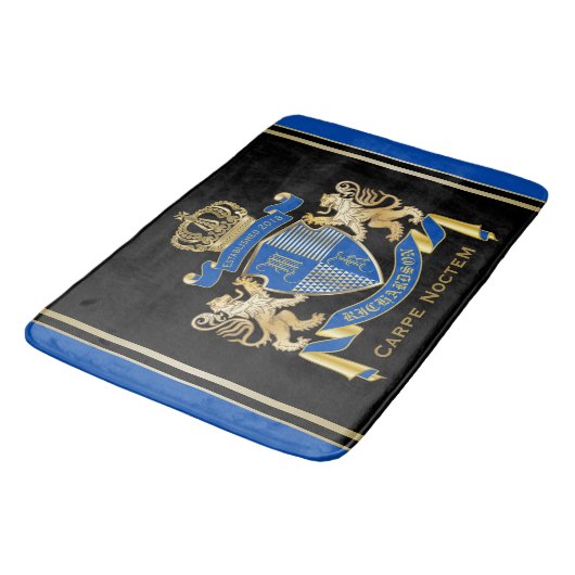 Creëer uw eigen wapenkat blauw goudleeuwen badmat (Gekanteld)
