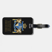 Creëer uw eigen wapenkat blauw goudleeuwen bagagelabel (Achterkant horizontaal)