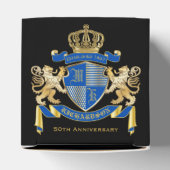 Creëer uw eigen wapenkat blauw goudleeuwen bedankdoosjes (Bovenkant)