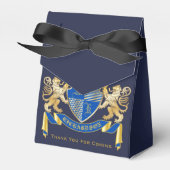 Creëer uw eigen wapenkat blauw goudleeuwen bedankdoosjes (Voorkant Zijde)