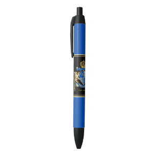 Creëer uw eigen wapenkat blauw goudleeuwen blauwe inkt pen