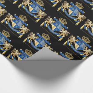 Creëer uw eigen wapenkat blauw goudleeuwen cadeaupapier