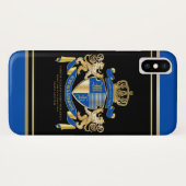 Creëer uw eigen wapenkat blauw goudleeuwen Case-Mate iPhone case (Achterkant (horizontaal))
