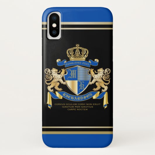 Creëer uw eigen wapenkat blauw goudleeuwen Case-Mate iPhone case (Achterkant)