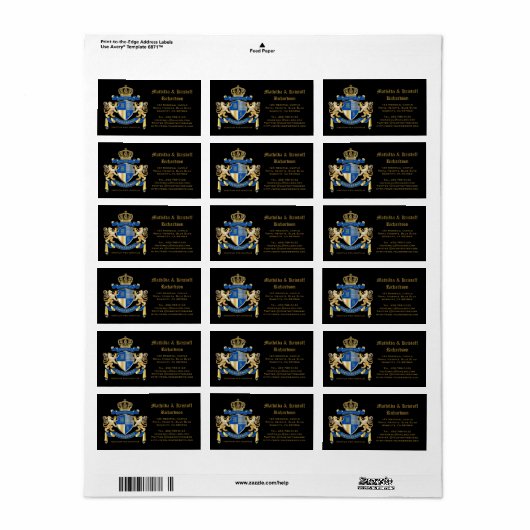 Creëer uw eigen wapenkat blauw goudleeuwen etiket (Full Sheet)