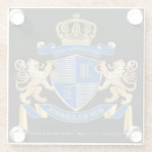 Creëer uw eigen wapenkat blauw goudleeuwen glazen onderzetter (Achterkant)