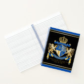 Creëer uw eigen wapenkat blauw goudleeuwen notitieboek (Binnen)