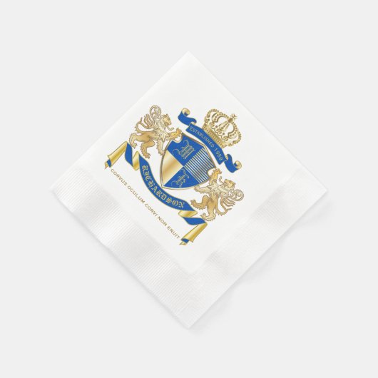 Creëer uw eigen wapenkat blauw goudleeuwen servetten (Hoek)