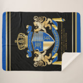 Creëer uw eigen wapenkat blauw goudleeuwen sherpa deken (Voorkant (horizontaal))