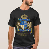 Creëer uw eigen wapenkat blauw goudleeuwen t-shirt (Voorkant)