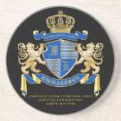 Creëer uw eigen wapenkat blauw goudleeuwen zandsteen onderzetter (Voorkant)