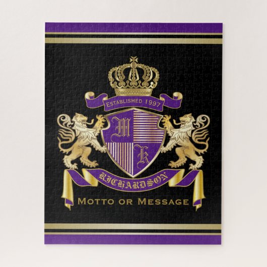 Creëer Uw eigen wapenschild - Monogram kroonemblee Legpuzzel (Verticaal)
