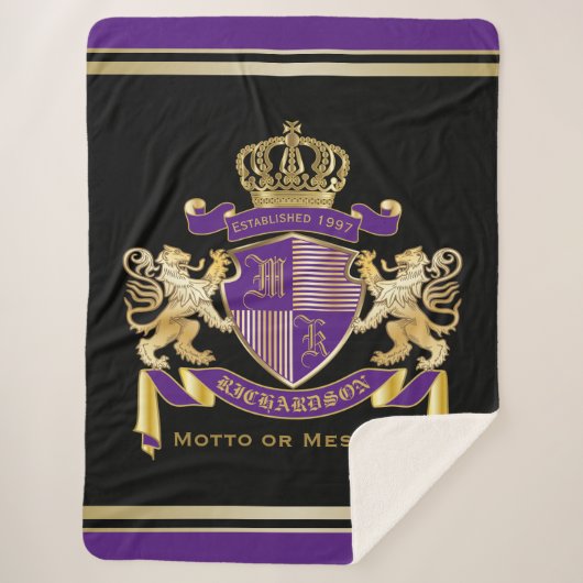Creëer Uw eigen wapenschild - Monogram kroonemblee Sherpa Deken (Voorkant)