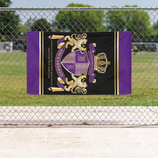 Creëer Uw eigen wapenschild Paars goudblauw Spandoek (Insitu)