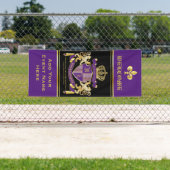 Creëer Uw eigen wapenschild Paars goudblauw Spandoek (Insitu)