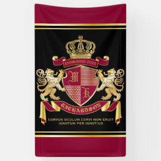 Creëer Uw eigen wapenschild Red Gold Lion Emblem Spandoek