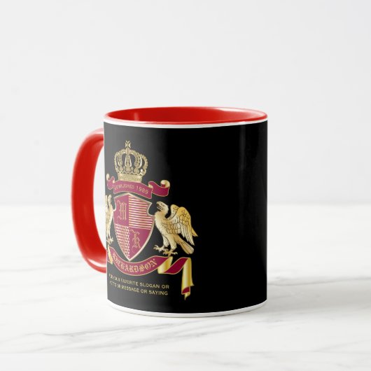 Creëer Uw eigen wapenschild Rood-Eagle Embleem Mok (Voorkant links)