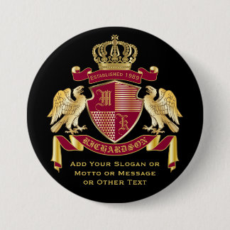 Creëer Uw eigen wapenschild Rood-Eagle Embleem Ronde Button 7,6 Cm